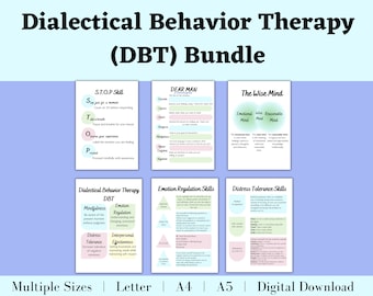 DBT Therapy Printable Bundle: Emotion Regulation & Coping Skills (PDF)
