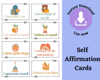 Self Affirmation Cards: Positive Empowerment Quotes (Digital Download)