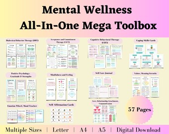 Mental Health Printable Bundle: CBT, DBT, Mindfulness (PDF)