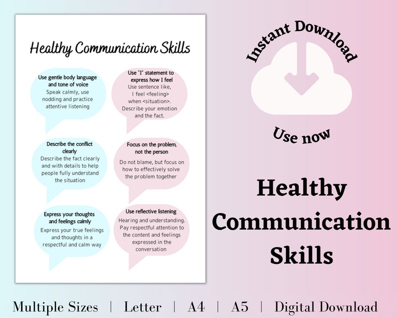 Healthy Communication Skills Printable: Therapist Tool (digital ...