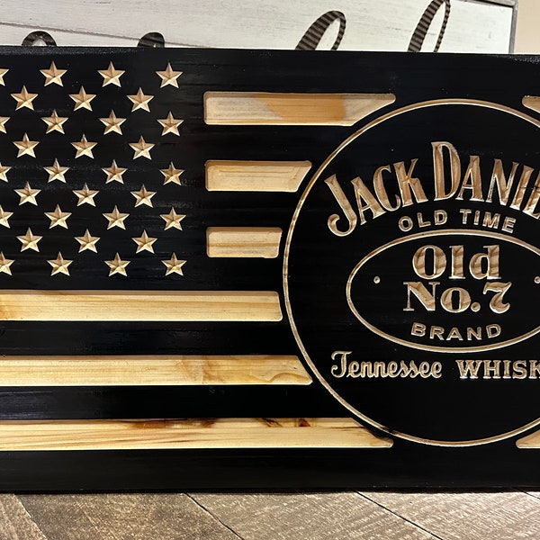 Jack Daniels Old no 7 flag vcarve pro, vcarve desktop, crv, svg, dxf, pdf, glowforge, gcode, feed and speed for CNC engraving.