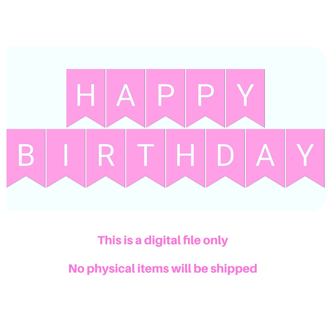 Printable Happy Birthday Banner Pink Banner Instant - Etsy