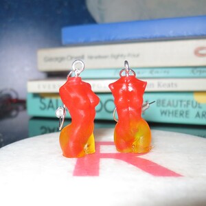 Red Sunrise Goddess Body Dangly Earrings