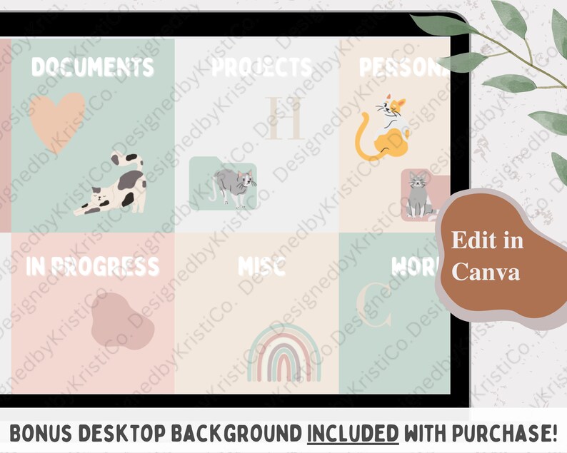 CATS Desktop Folder Icons BONUS Wallpaper, Mac Windows Folder Icons