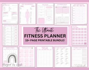 Fitness Planner BUNDLE | Digital Fitness Tracker | Weight Loss Tracker | Health Goal | Habit Tracker | Wellness | Meal Planner
