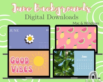 Pink Summer Desktop Wallpaper | June Retro Desktop Background for Mac & Windows | Cute Aesthetic Laptop Wallpaper | Digital Download