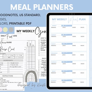 Meal Planner Weekly Meal Planner Recipe Planner Macro Counter Inventory Planner Printable Digital GoodNotes iPad Planner A4 US Standard PDF