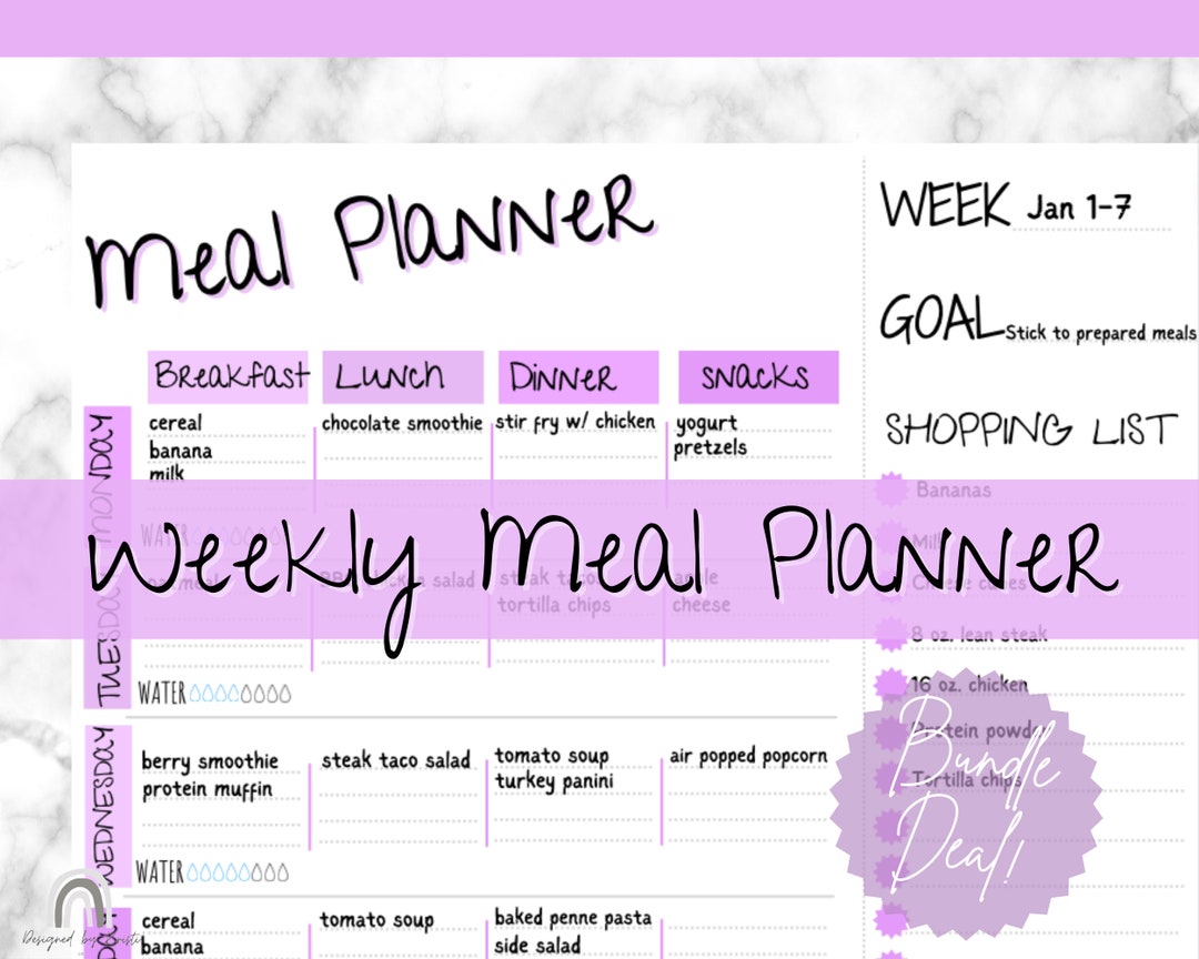 Printable Meal Planner | 5 RECIPES INCLUDED (created With MS Nutrition