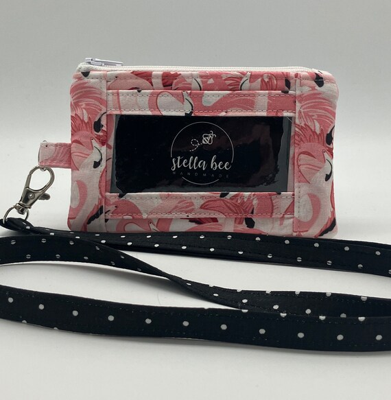 Keychain ID Holder Wallet - Flamingo Leather Keychain ID Holder Wallet - Flamingo Leather