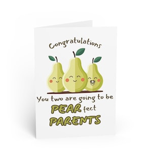 Cartes de voeux - thème poire mignon, baby shower, futurs parents, faire-part de nouveau-né, jeu de cartes, messages de félicitations de grossesse