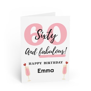 Cartões de aniversário - Papelaria comemorativa personalizada, Cartão personalizado para 60 anos, Convite para festa divertida feito à mão