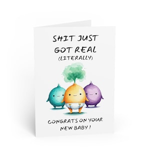 Cartes de voeux, nouveau bébé amusant, baby shower humoristique, futurs parents, carte de félicitations unique, mignon