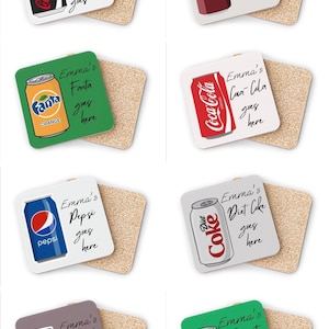 Coasters, Personalized Drink Coasters, Custom Coaster Set, Housewarming Gift, Fizzy Drink Lover, Coca-Cola, Coke, Cola