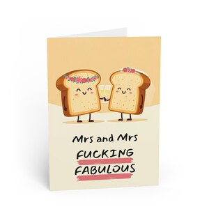 Lustige Mrs Mrs Hochzeitskarte, süße Toast Ehe Karten, humorvolle Karten, Mrs und Mrs Hochzeitskarte, Hochzeitskarte für Männer und Frauen