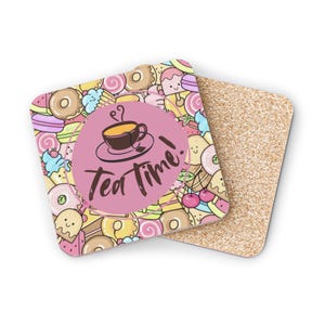 Coasters, Cute Tea Time Coasters, Fun Home Decor, Coffee Table Accessories, Gift for Tea Lovers