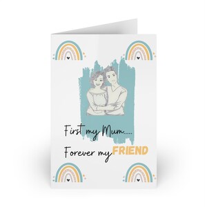 Primero mi mamá, por siempre mi amiga - Tarjeta del Día de la Madre, Mamá e hijo, Tarjeta de felicitación, Día de la Madre
