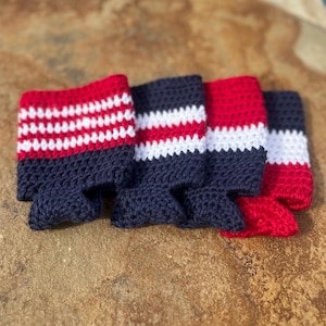 Vaterländische handgemachte Koozies - Rot, Weiß und Blau