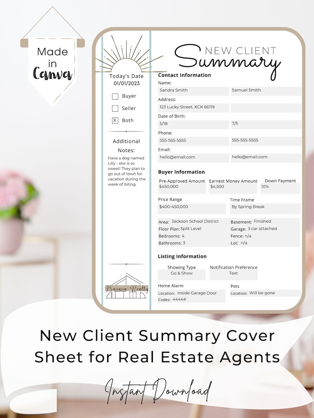 Real Estate Client Summary Template: Realtor Marketing (canva, Digital ...