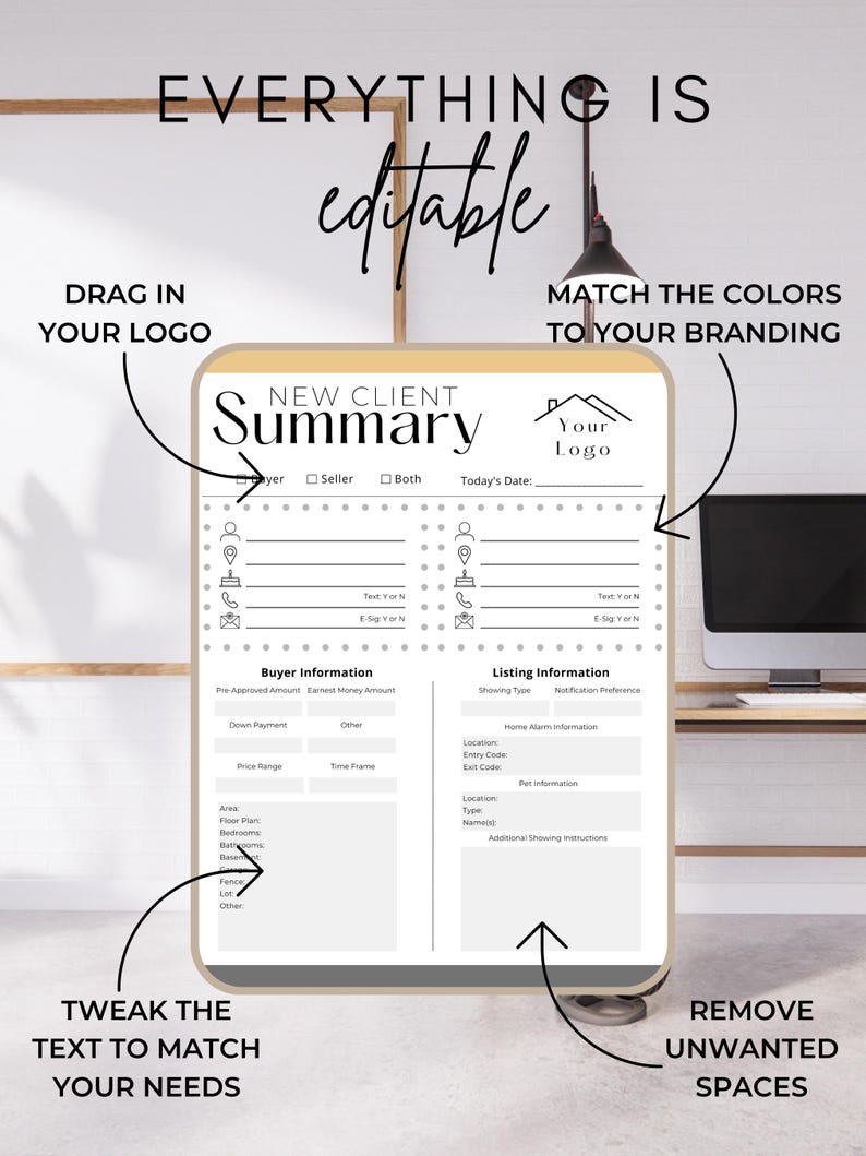 Client Summary Template Example Real Estate Client Summary Template: Realtor Marketing (canva, Digital ...