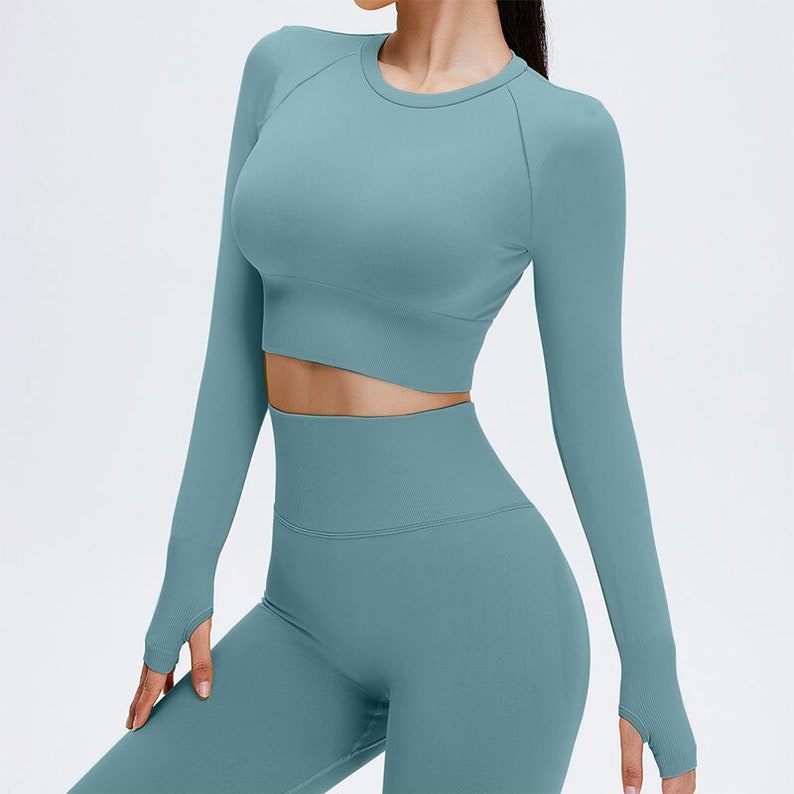 Women's Solid Ribbed Long Sleeve Sports Second-Skin Feel Tight-Fitting Playsuit Jumpsuit For