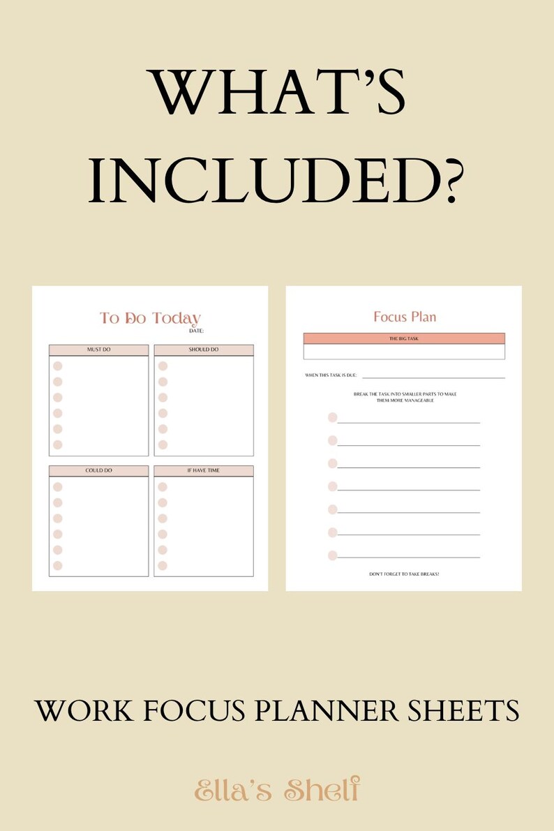 Printable Work Focus To-do Lists | 2-page Productivity Planner PDF ...