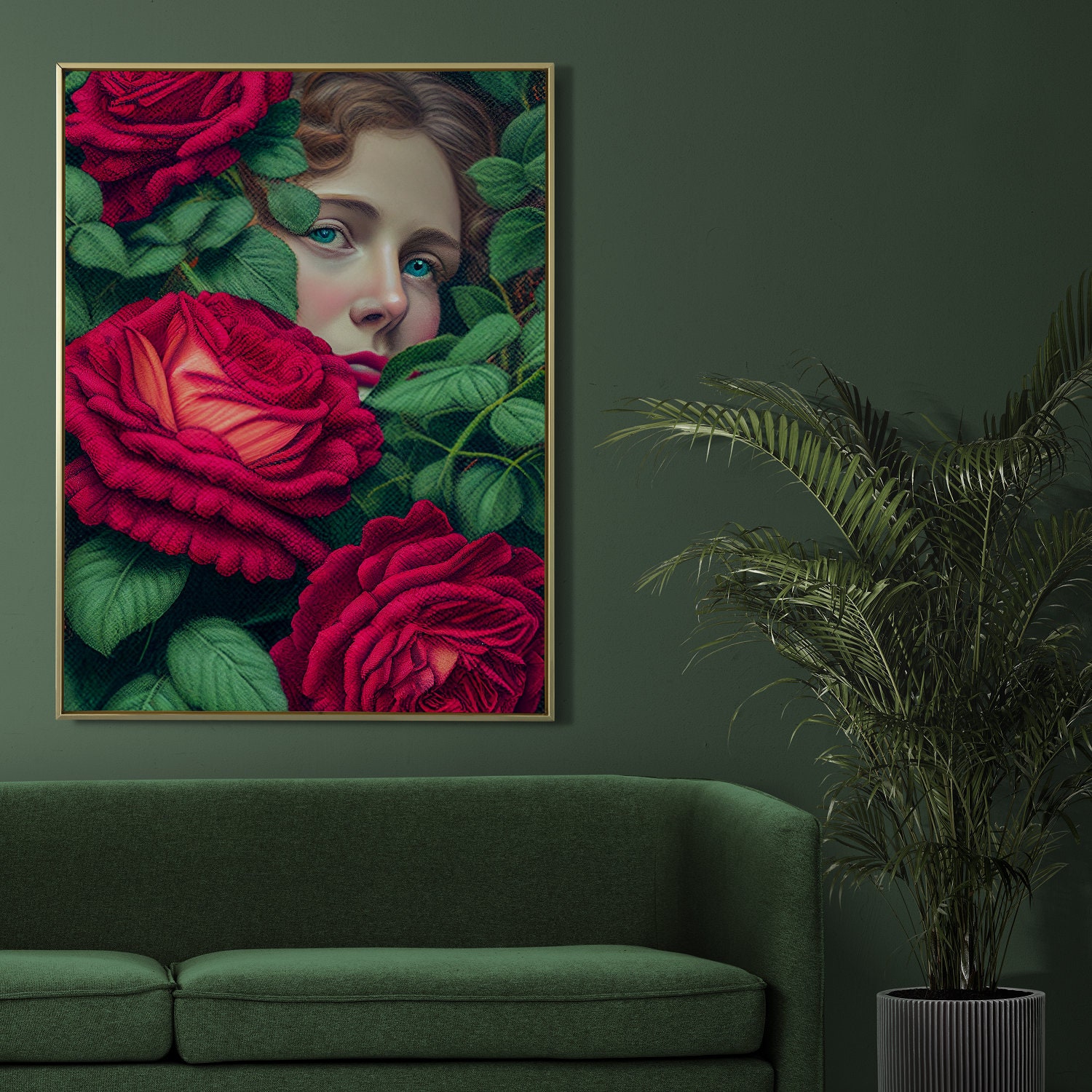 Shy Red Roses Boho Wall Art Dark Moody Moody Floral Modern Etsy