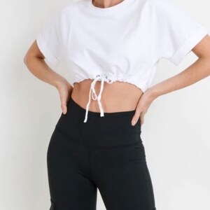 Drawstring Garment-Dyed Crop Top