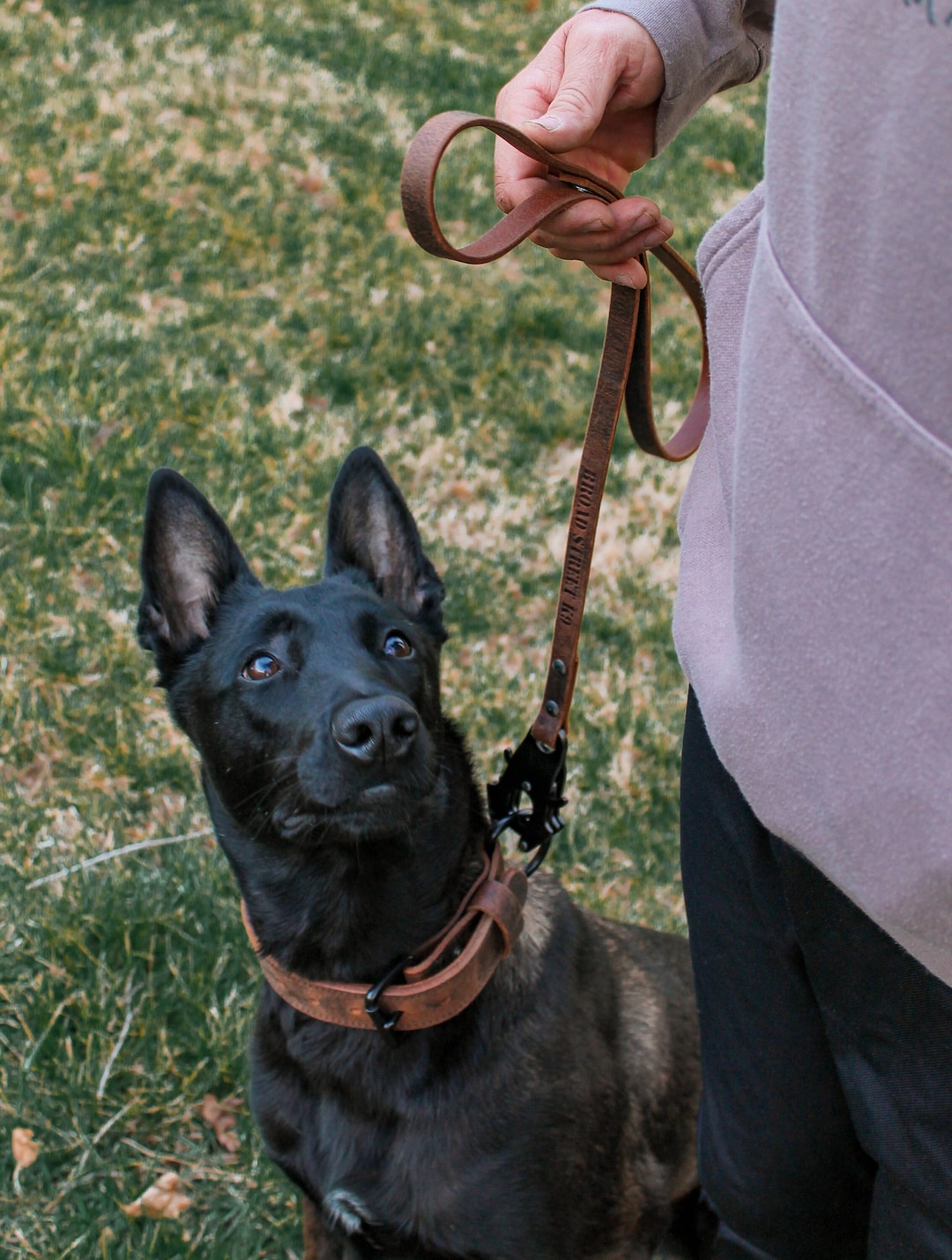 Leather Leash With Frog Clip 3' Leather Dog Leash K9 Training Lead Frog