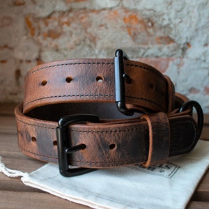 Leather Dog Collar 1.5&quot;  | Water Buffalo Leather Collar | K9 Dog Collar | Wide Leather Dog Collar | Full-Grain leather Dog Collar