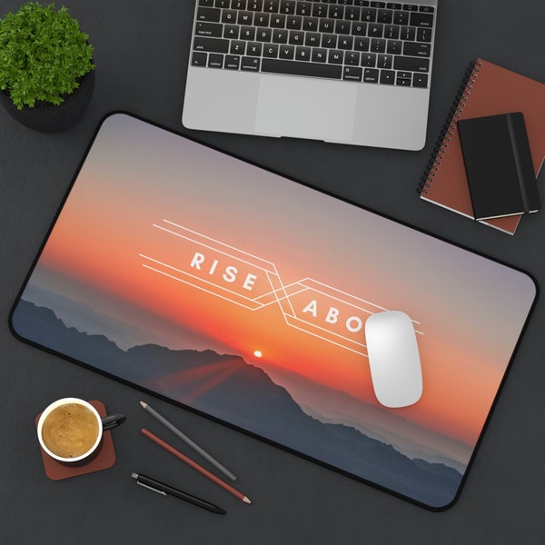Large Desk Mat, Computer Keyboard Office Accessories, Desk Decor, Mouse Pad Rise Above, Sunset Gamer Mousepad, mountain design