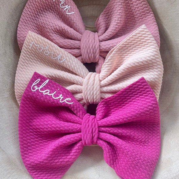 Personalized Pink Hair Bow for Baby Name Bow Headband Girl Initials Baby Shower Gift Custom Bow Birthday Bow Initials Gift for Baby Girl