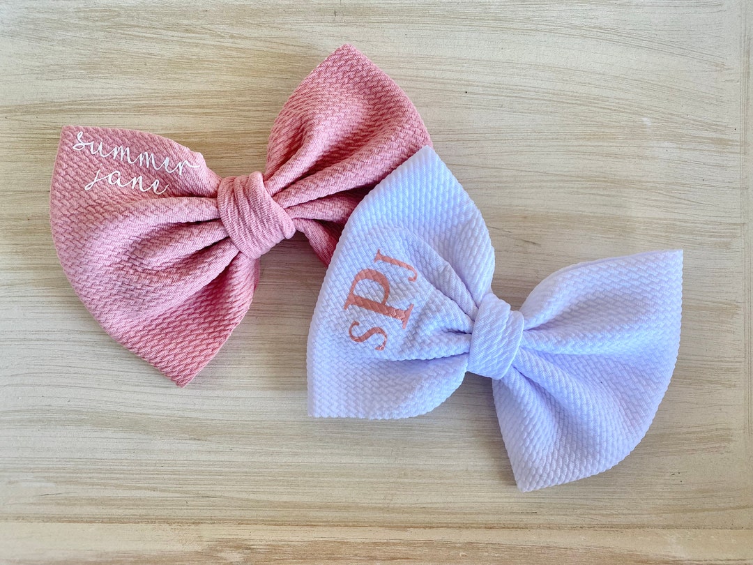 Personalized Set of 2 Bows Name and Initials Bow for Baby Name Bow Girl