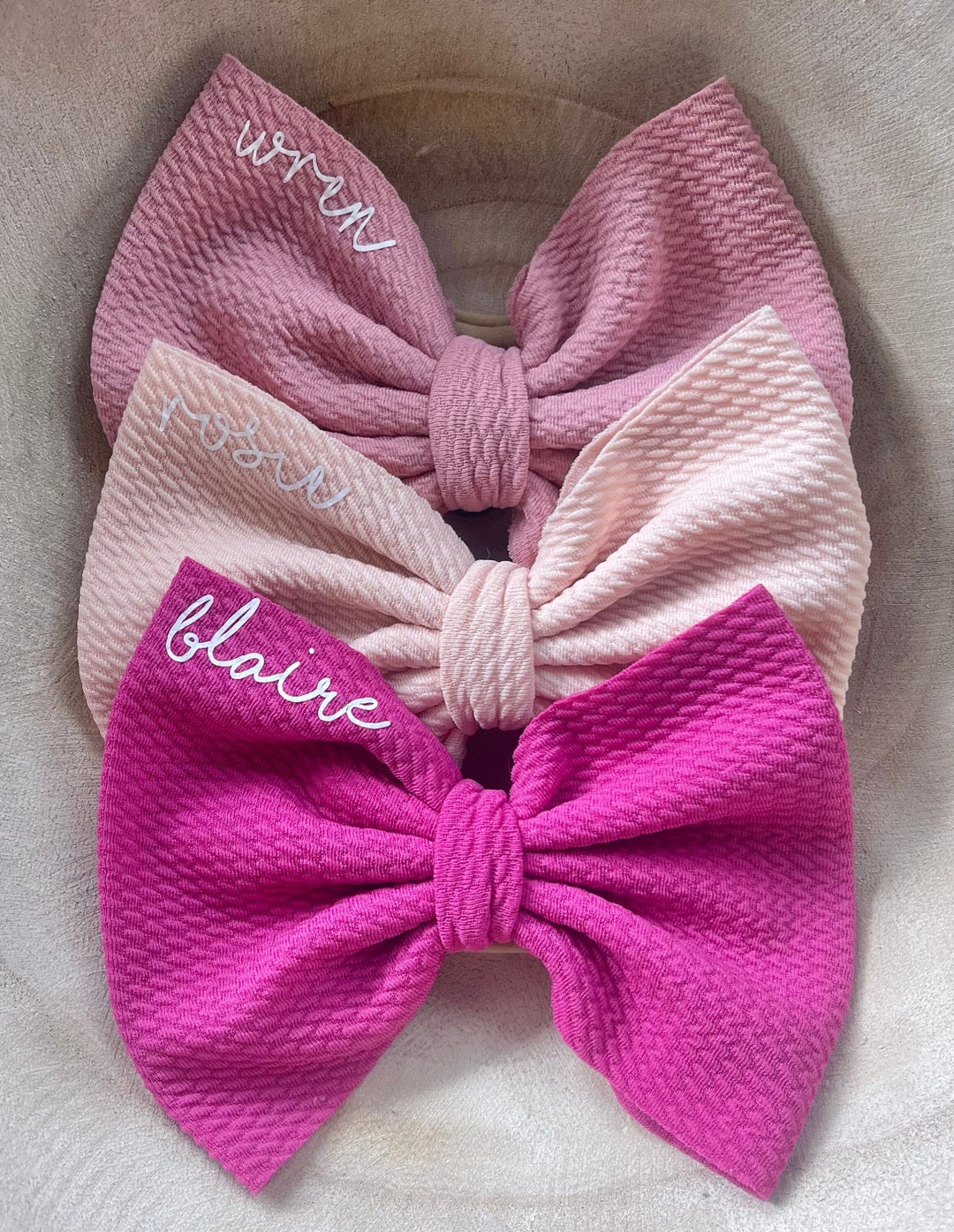 Personalized Pink Hair Bow for Baby Name Bow Headband Girl Initials ...