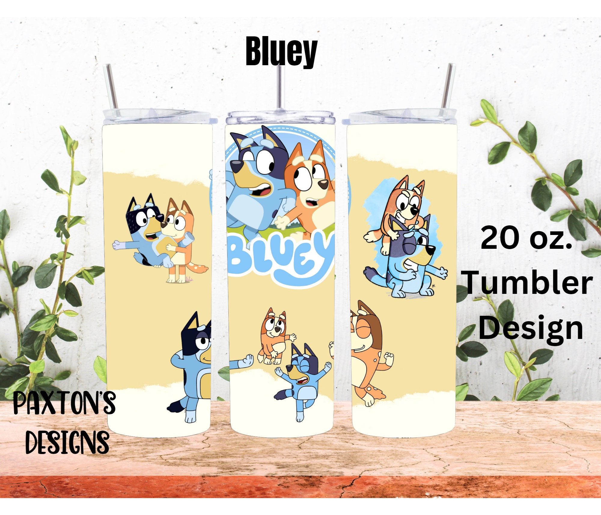 20 Oz Bluey Tumbler Cup Design