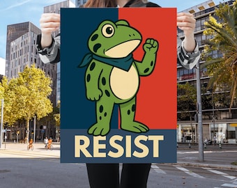 Frosch-Protest-Schild-Kunst-Demokratie-Digital-Poster