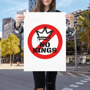 No Kings Protest Sign Art Democracy Digital Poster
