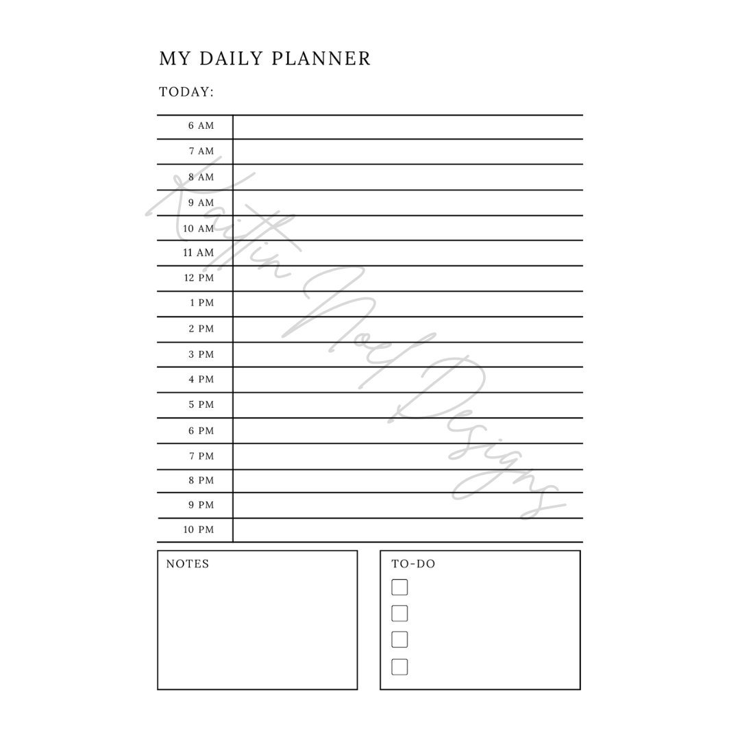Daily Planner Digital Download Printable Daily Planner Minimal Daily ...