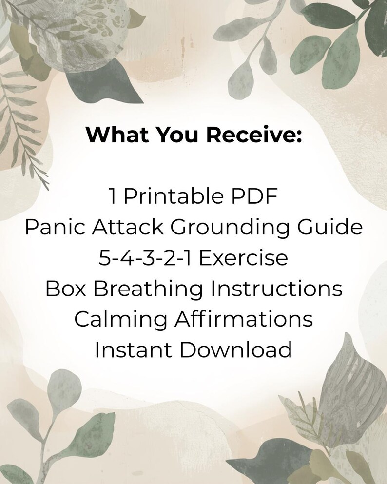 Panic Attack Grounding Guide Printable | Mental Health Worksheet ...