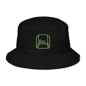 Escape key bucket hat - kiwi light green thread - organic cotton - lg 3d stitching