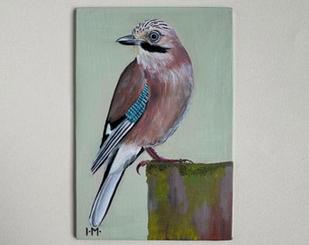 Oak Jay Bird Oil Painting