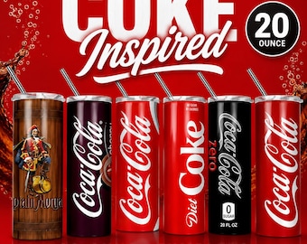 Bicchiere termico personalizzato da 20 oz ispirato alla Coca-Cola / Bicchiere termico sottile personalizzato con nome ispirato alle bibite gassate / Tazza da viaggio in acciaio inossidabile / 5 design disponibili