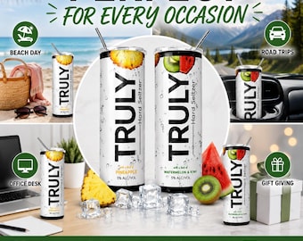Bicchiere termico personalizzato da 20 oz con design ispirato alle bevande hard seltzer / Nome personalizzato / Design ananas o anguria kiwi / Acciaio inossidabile
