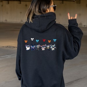 Disney's Lilo And Stitch Halloween Hoodie, Cute Halloween Characters Sweat, Family Hoodie, Stitch Scream Holding Balloons Halloween Hoodie