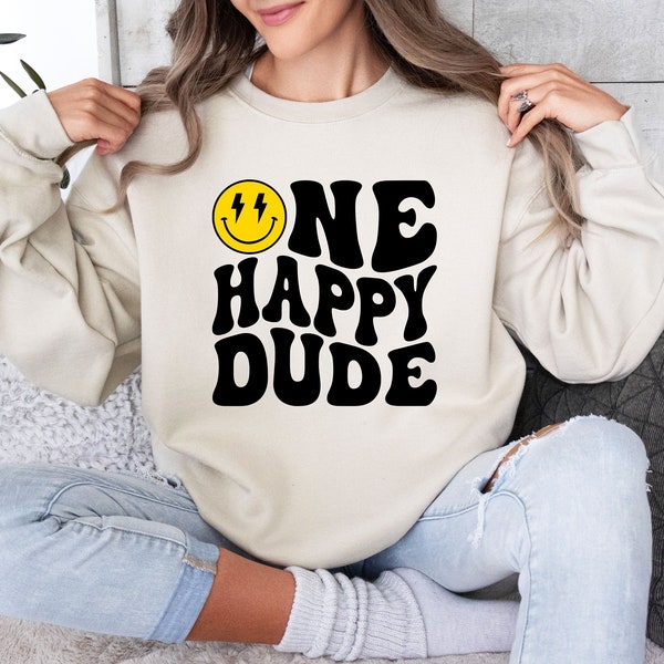 One Happy Dude Birthday Shirt, 1st Birthday Sweatshirt, One Cool Dude T-Shirt, Matching Family Birthday, Mommy and Me, Smiley Face Birthday