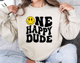 One Happy Dude Birthday Shirt, 1st Birthday Sweatshirt, One Cool Dude T-Shirt, Matching Family Birthday, Mommy and Me, Smiley Face Birthday