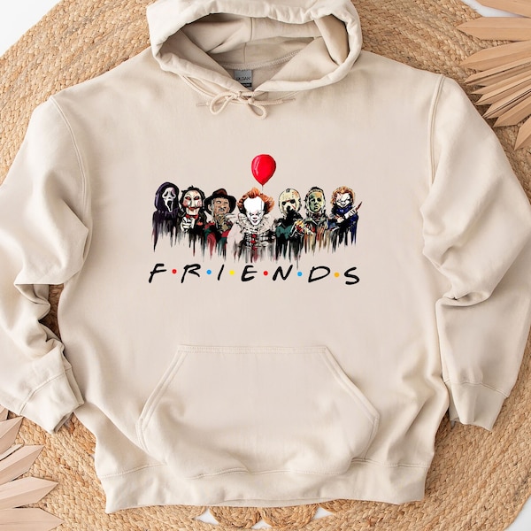 Horror Characters Friends Hoodie, Movie Characters Sweatshirt, Halloween Horror Characters Sweatshirt, Friends Halloween Sweat, Friends Gift