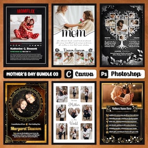 Editable Photo Frame Collage for Canva and Photoshop - Mothers Day Bundle 03, Editable Templates, Chalkboard, Mom, Mood Board, Frame Mockup
