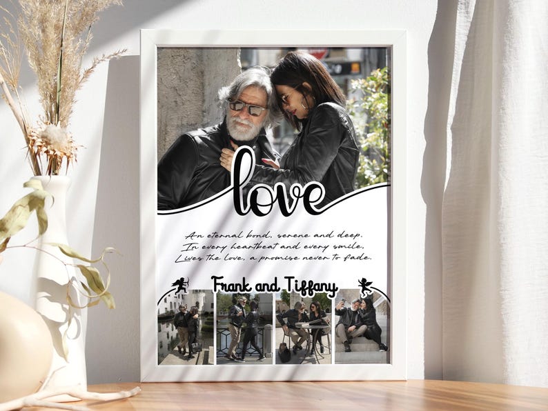 Editable Photo Frame Collage for Canva and Photoshop - Couples Day Bundle 02, Editable Templates, Frame Mockup, Moodboard, Chalkboard image 6