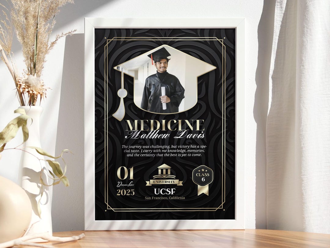 Graduation Photo Frame Collage Template 03, Printable Photo Grid ...