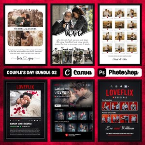Editable Photo Frame Collage for Canva and Photoshop - Couples Day Bundle 02, Editable Templates, Frame Mockup, Moodboard, Chalkboard